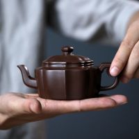 承霖宜兴正宗手工紫砂壶黄龙山原矿老紫泥家用泡茶壶茶具棱花壶 单壶