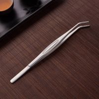 不锈钢茶夹洗茶杯夹子茶道配件功夫茶具镊子茶盘零配套装加厚防滑 珠点-亮光色