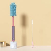 奶瓶刷 硅胶清洗奶瓶刷子奶嘴刷吸管刷新生婴儿清洁奶瓶单支/套装 绛紫绯-直柄款 单奶嘴刷