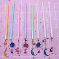 韩国创意小清新风铃挂件中性笔 可爱卡通少女粉色樱花吊坠黑水笔 彩色星空 随机一支(送笔芯1)