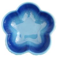 渐变色陶瓷花儿 法国同款 可爱花朵陶瓷盘 渐变蓝