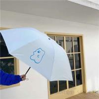 韩国ins风简约格子晴雨两用伞学生便携手动折叠防晒遮阳伞情侣 蓝色小熊遮阳伞