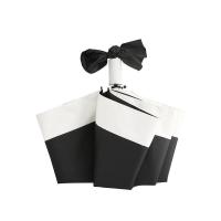 文艺ins伞女折叠雨伞晴雨两用太阳伞防晒防紫外线遮阳伞简约学生 黑顶白边一手动 98cm