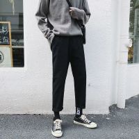 牛仔裤男韩版宽松学生潮流直筒ins裤子百搭阔腿坠感休闲长裤男女 纯黑色 [修身 皮带款] S