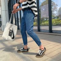 坠感潮牌oversize水洗牛仔裤男情侣百搭韩版潮流宽松直筒垂感长裤 蓝色 S 80-98斤