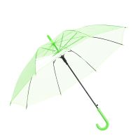 创意半自动折叠伞男女直杆长柄透明晴雨伞学生可爱儿童韩版小清新 透明绿 一把伞