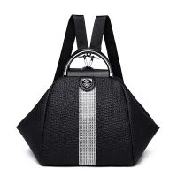 双肩包女2021新款韩版大容量背包妈妈包多用包软皮背包旅行包百搭 黑色