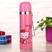 卡通真空不锈钢保温杯儿童小孩水杯子男女学生保温壶喝水杯便携杯 粉色kt猫-带盖-500ml
