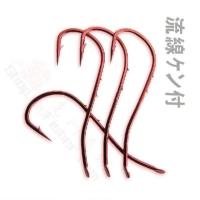 6号钩流线付白狐鱼钩 双背刺鱼钩挂饵牢靠 钩尖锋利瞬间刺穿10枚 付流线红色(20枚) 6号