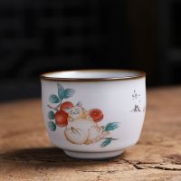 汝窑茶杯主人杯功夫茶具单个杯开片可养猫咪大号喝茶盏陶瓷品茗杯 乐载阿莫