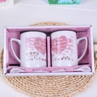 生日礼物陶瓷杯子_5 多卡通陶瓷杯子套装 情侣马克杯 学生喝水创 A047打伞的鱼 301-400ml