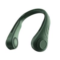 挂脖风扇便携式无叶USB可充电迷你挂脖子懒人随身静音手持小电扇 无叶墨绿色2000毫安