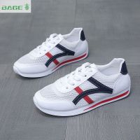 八哥阿甘鞋女2021夏季新款网面小白鞋潮流百搭透气休闲鞋轻便学生 白黑 偏小( 建议拍大一码) 35