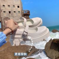 小众设计奶白色软糯日系jk玛丽珍小皮鞋女2021夏新款中跟厚底单鞋 米白色 5厘米跟高哦~~ 35