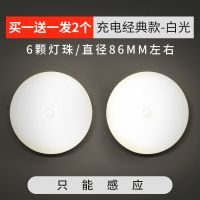 人体感应小夜灯不插充电光控声控厕所家用楼梯过道全自动超亮智能 经典感应款-白光[感应90天] 试用装发1个灯