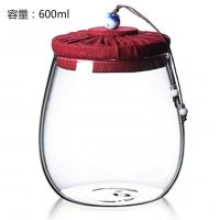 玻璃密封储物罐子透明瓶子茶叶罐带盖花茶特价大号防潮普洱家用 红盖透明玻璃罐