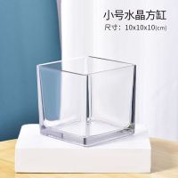玻璃鱼缸方形超白小鱼缸造景创意水族箱金鱼缸家用办公桌斗鱼缸 10X10水晶方缸[空缸小不建议]