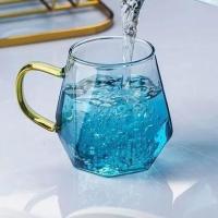 北欧风渐变冷水壶玻璃水杯耐热开水壶套装家用大容量扎壶轻奢欧式 冰蓝钻石杯1只