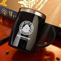 正版帕丁顿熊304不锈钢马克杯带盖办公杯男女隔热防烫水杯咖啡杯 HJ3001黑色 420ML