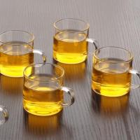 加厚耐热玻璃茶杯功夫泡茶杯迷你带碟品茗杯子花茶杯带把小咖啡杯 80ml直筒把杯4只装