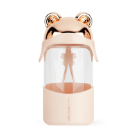 创意个性潮流玻璃杯便携可爱少女简约清新高颜值杯子卡通北极熊 香槟金340ml