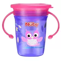 Nuby努比儿童水杯学饮杯吸管杯宝宝防呛防摔婴儿喝水杯魔术杯 猫头鹰240ML