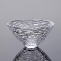 锤纹玻璃功夫茶杯小杯子日式透明小号主人杯单杯锡梅花个性品茗杯 小斗笠杯
