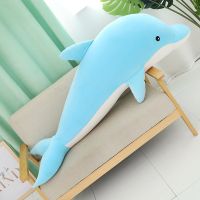可爱海豚毛绒玩具公仔布娃娃床上睡觉抱枕女孩生礼物大号超软玩偶[9月29日发完] 蓝色圆眼(羽绒棉填充) 70厘米较小