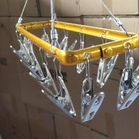 艾金仓铝合金不锈钢防风多功能衣架夹子无痕晾衣架内衣架袜子架 14夹精品颜色随机 铝合金