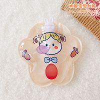 热水袋注水式可爱卡通暖手袋宿舍保暖女学生生理期暖宫热敷热水袋 透明款[咖色泡泡女孩]