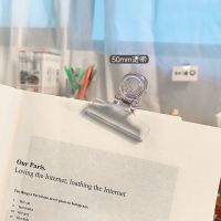 24个圆形彩色票夹透明塑料小夹子多功能长尾夹学生用文具整理夹 [透明无色款]53mm/1桶/12个