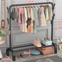 晾衣架落地室内单杆式晒衣架卧室挂衣架家用简易挂包架凉衣服架子 黑色 简易小款-单杆60cm