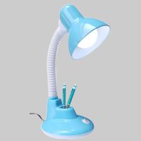 护眼学习LED台灯学生卧室床头灯书桌儿童台灯宿舍可换灯泡插电灯 203蓝色 LED3W白光
