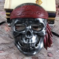 万圣节恐怖吓人成人面具儿童男女款全脸吓人头套化妆舞会表演道具 仿古海盗银