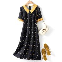 海谧短袖连衣裙2021夏季新款女款时尚百搭通勤气质简约风宽松显瘦 黑色 S