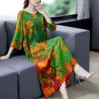 反季重磅真丝连衣裙长款特价清仓春夏大牌高档时尚杭州桑蚕丝裙子 花色 M