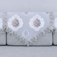 沙发靠背巾沙发巾布艺床头罩盖布后背巾扶手搭巾垫防尘靠垫巾枕巾 三朵花灰 65*65(正方形)