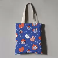 BT21防弹少年团周边BTS横向帆布袋子装电脑手提拎包包环保购物袋 款式1 竖版小号