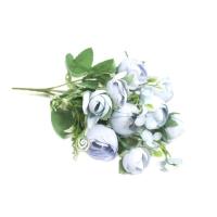 特价仿真韩式玫瑰花假花小清新客厅干花餐桌室内摆件新娘手捧花束 韩式把束玫瑰蓝色