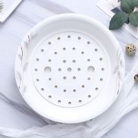 饺子盘沥水双层盘陶瓷大号水饺盘家用骨瓷创意水果盘菜盘托盘蒸盘 金叶年华