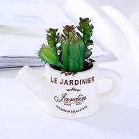 仿真多肉摆件陶瓷盆栽仿真植物盆景家居装饰仿真花套装北欧装饰 水壶仙人柱套装