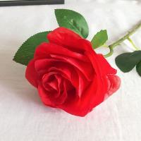 高档假花仿真花单支玫瑰花婚庆道具客厅室内摆件家居装饰干花花束 大红 2枝装