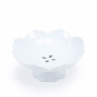 可沥水陶瓷高足高脚盘点心茶点盘干果日式水果碟中式托盘供佛果盘 莲花果碟（玉白）