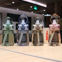 便携吸管杯小清新大肚杯带刻度提手耐摔塑料杯成人女学生孕妇水瓶 颜色随机发一个 水杯一个