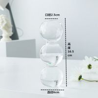 ins韩国透明玻璃泡泡花瓶北欧插花水培球型桌面摆件民宿家居装饰 透明 三球