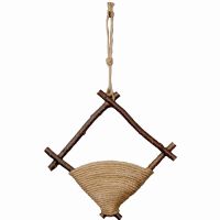 花篮吊篮装饰品仿真花挂件客厅挂墙摆设室内墙面壁饰自然手工编织 原色无花挂饰一件