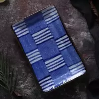 釉下彩蓝彩高温日式长方盘手绘盘寿司长盘菜盘 长方寿司盘陶瓷盘 A1027-192