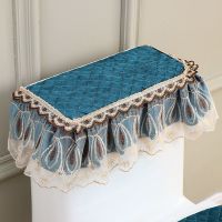 马桶三件套马桶垫圈四季加绒保暖垫马桶罩子拉链式坐便器罩布艺粘 宝宝绒绿花边水箱盖