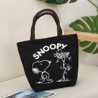 手提包便当包牛津布女帆布包女单肩手提小包妈咪包手拎小布包女包 史努比黑色