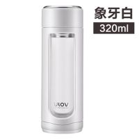 富光玻璃杯派克塑玻杯创意杯子男女士商务水杯防漏过滤双层泡茶杯 320ml悠乐白送杯套杯刷